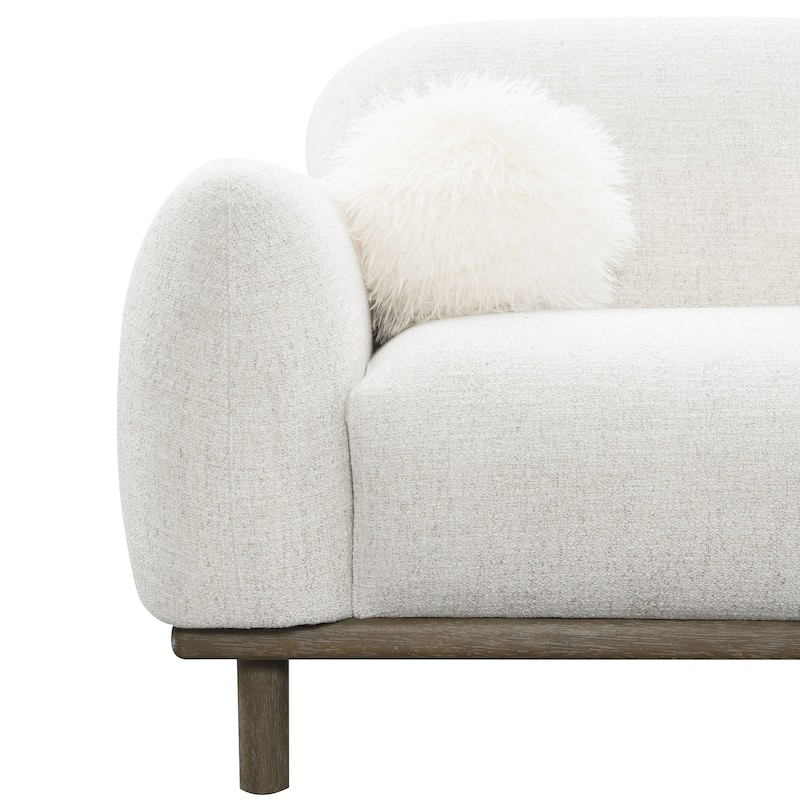 Furniture of America Velin Mid Century Modern OEKO TEX Chenille Sofa with Ball Pillows