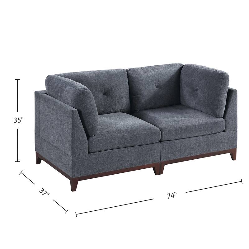 5 Piece Chenille Fabric Modular Sofa Set