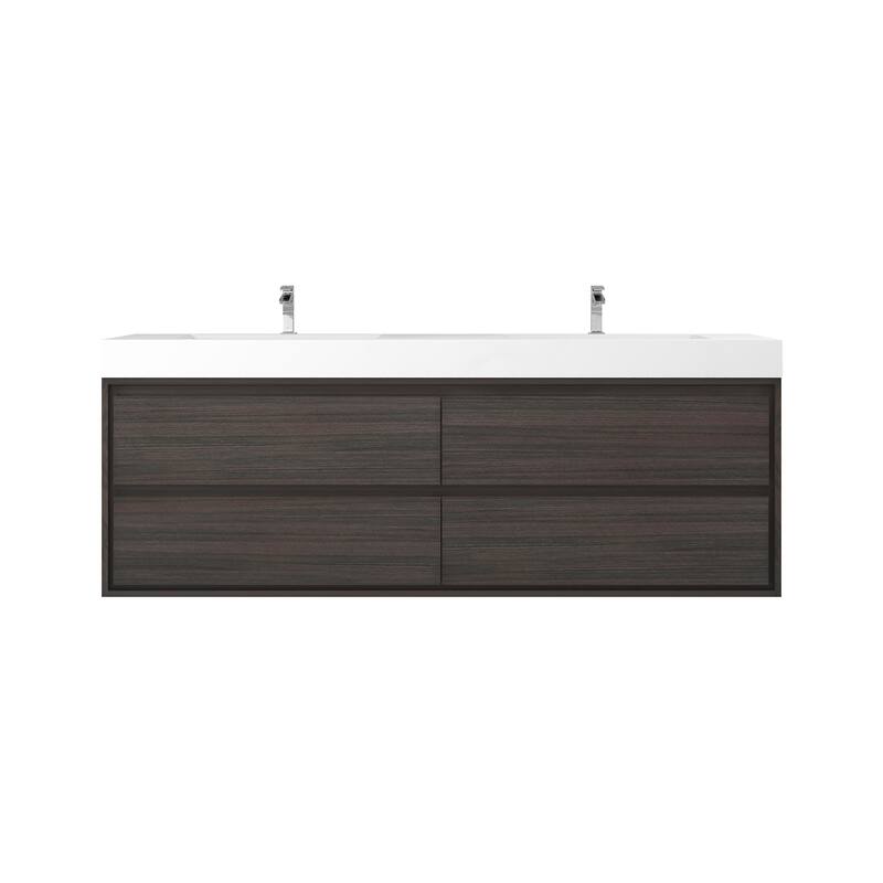Morava 72" Floating Vanity with Double Sink - 72 - Gray Oak