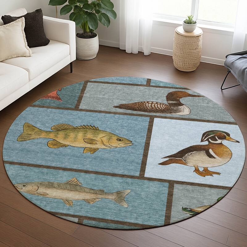 Machine Washable Indoor/ Outdoor Cabin Lodge Chantille Rug