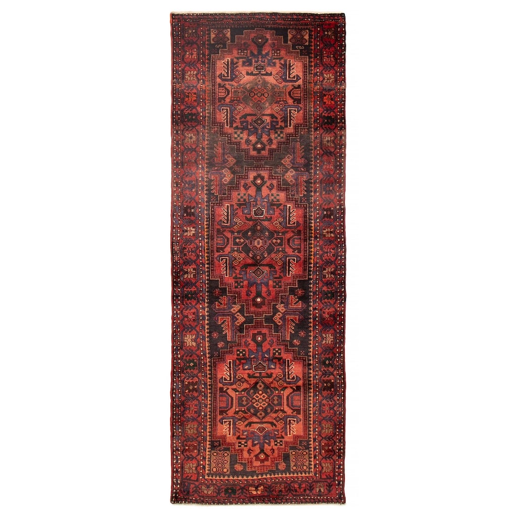 ECARPETGALLERY Hand-knotted Andelz Black, Copper Wool Rug - 3'5 x 9'8