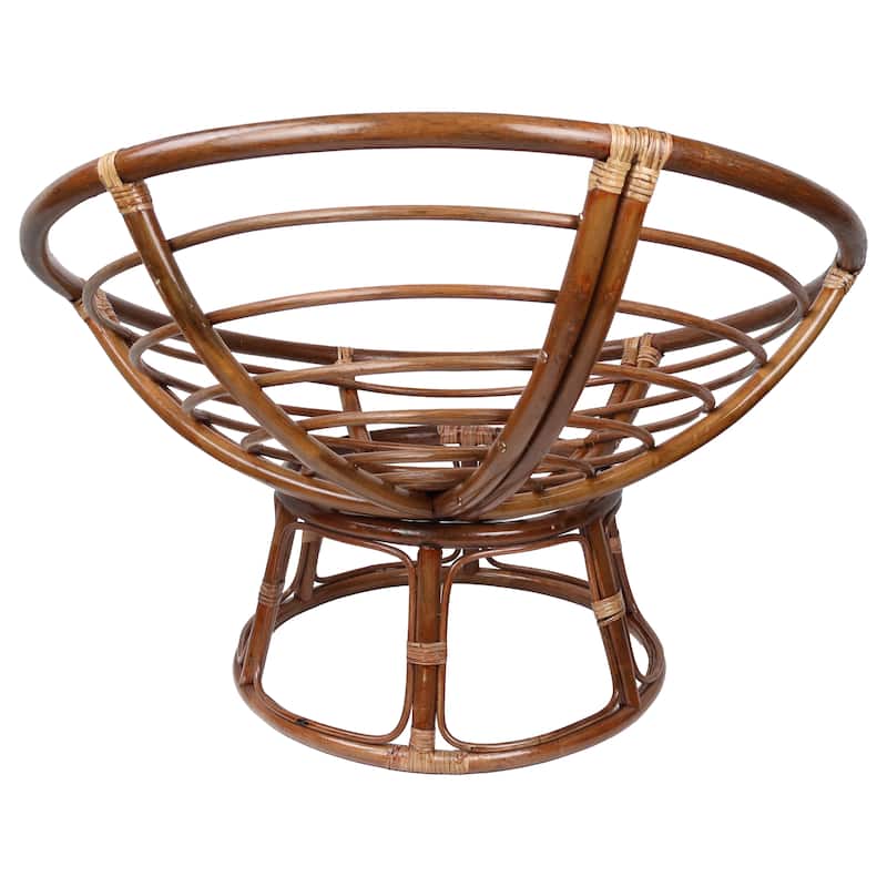 Bali 42-inch Rattan Papasan Chair with Solid All-Weather Cushion
