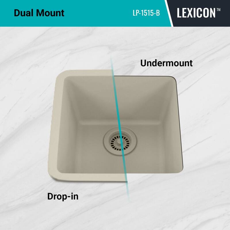 15 Inch Lexicon Platinum Quartz Composite Drop-in Undermount Single Bowl Galaxy Beige Kitchen Sink LP-1515-B-SO - 15x15