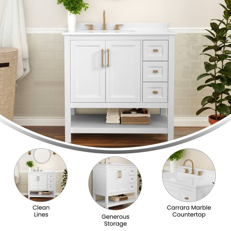 Bathroom Vanity with Sink, Open Storage, and Storage Drawers