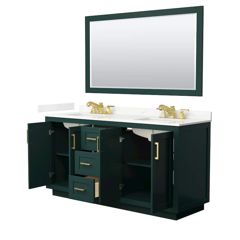 Miranda 66-inch Double Vanity, Quartz Top, 58-inch Mirror