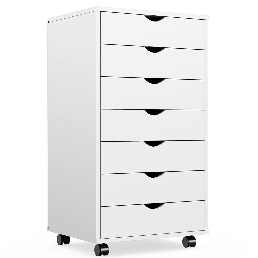 7-Drawer Vertical Chest, Storage Cabinets with Wheels Mobile Organizer Drawers for Office, Bedroom