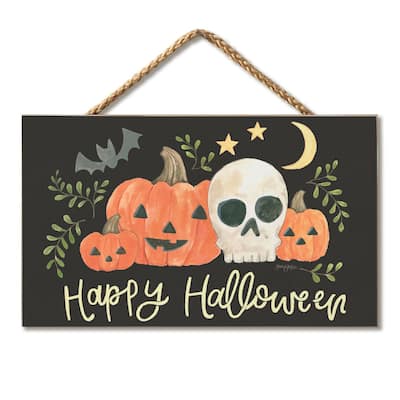 Spooky Season Hanging Wood Sign 9.5" x 5.75" Made in the USA - Multi