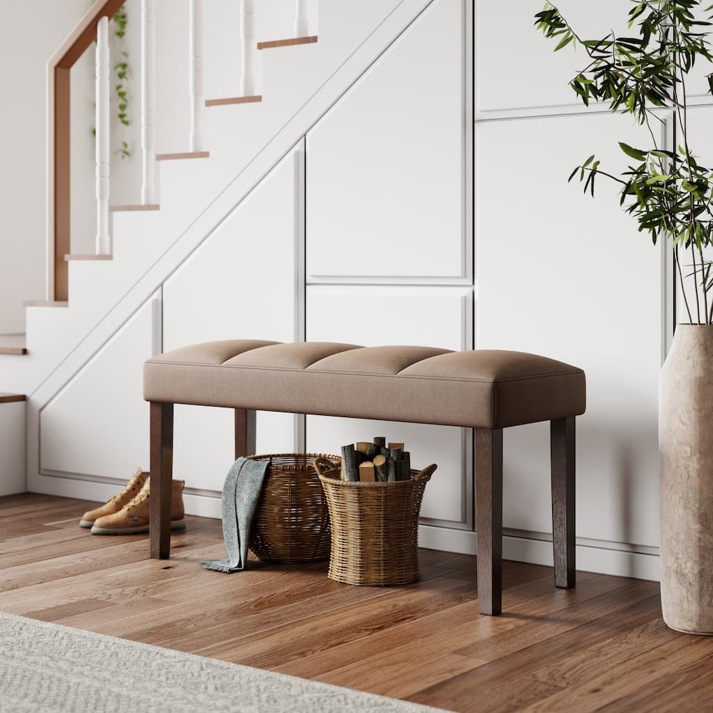 Roundhill Furniture Strata Velvet Upholstered Dining Bench, Chocolate