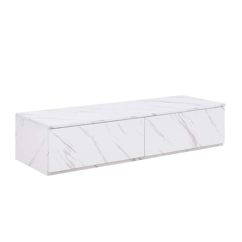 Modular TV Stand for TVs up to 88'' with Faux Marble, 4 Storage Drawers, Modern Media Console for Living Room