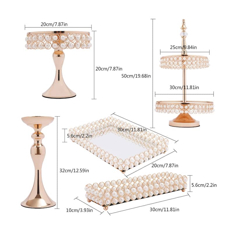 9 Pieces Gold Cake Stand Dessert Table Display Set - Bed Bath & Beyond ...