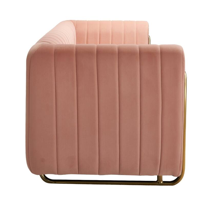 Modern Velvet Sofa with Deep Tufting, Gold Metal Legs, Elegant Living Room Accent, 84.25" Length