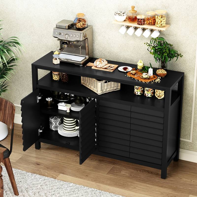 Modern Storage Cabinet, 4 Door Organizer with Adjustable Shelves