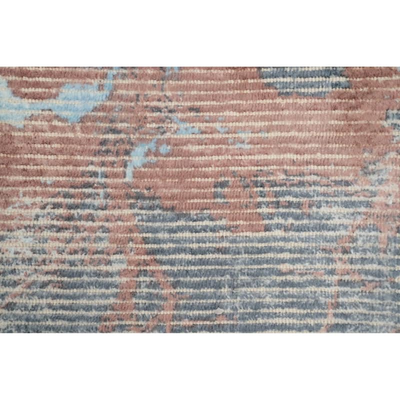 Hand Knotted Oriental Viscose Silk Carpet Modern Abstract Multi-Colored Abstract Area Rug - 4' 0'' X 2' 0''