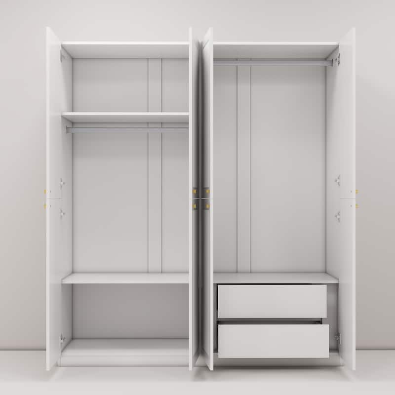 Modern White 63" Wide 4-Door Closet System