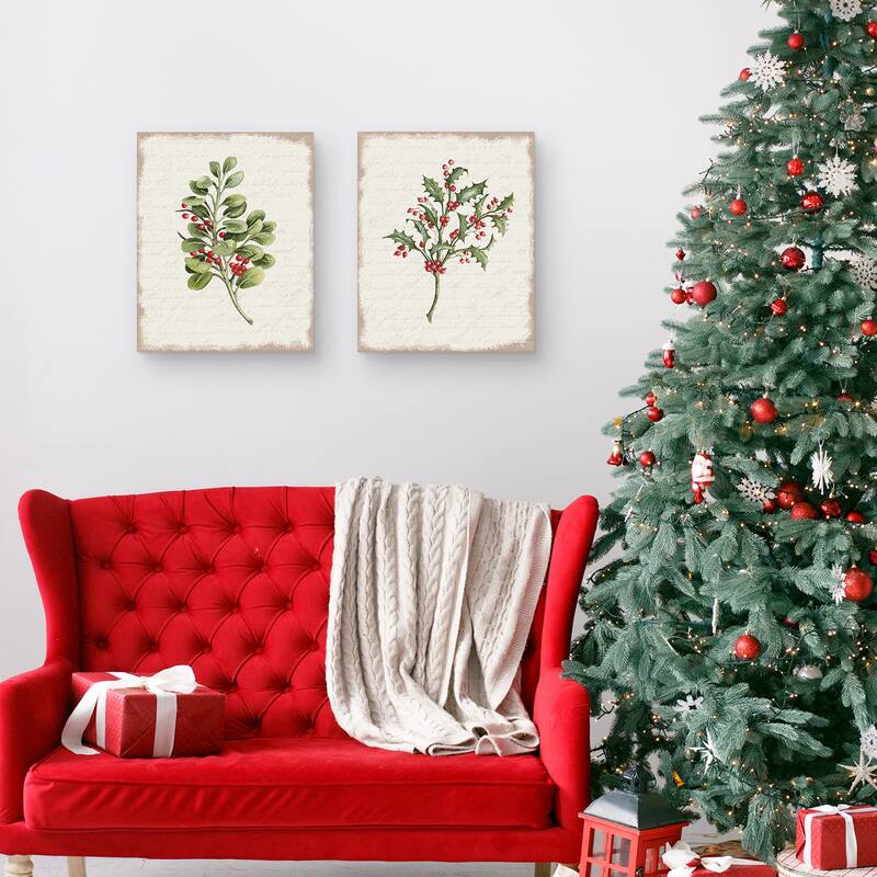 Berries Christmas Botanical & Holly Christmas Botanical by Cindy Jacobs Canvas Art Prints