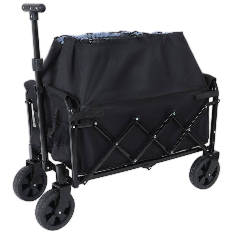 Anmytek Heavy Duty Folding Utility Wagon All Terrain Garden Beach Camping Grocery Cart Red Black