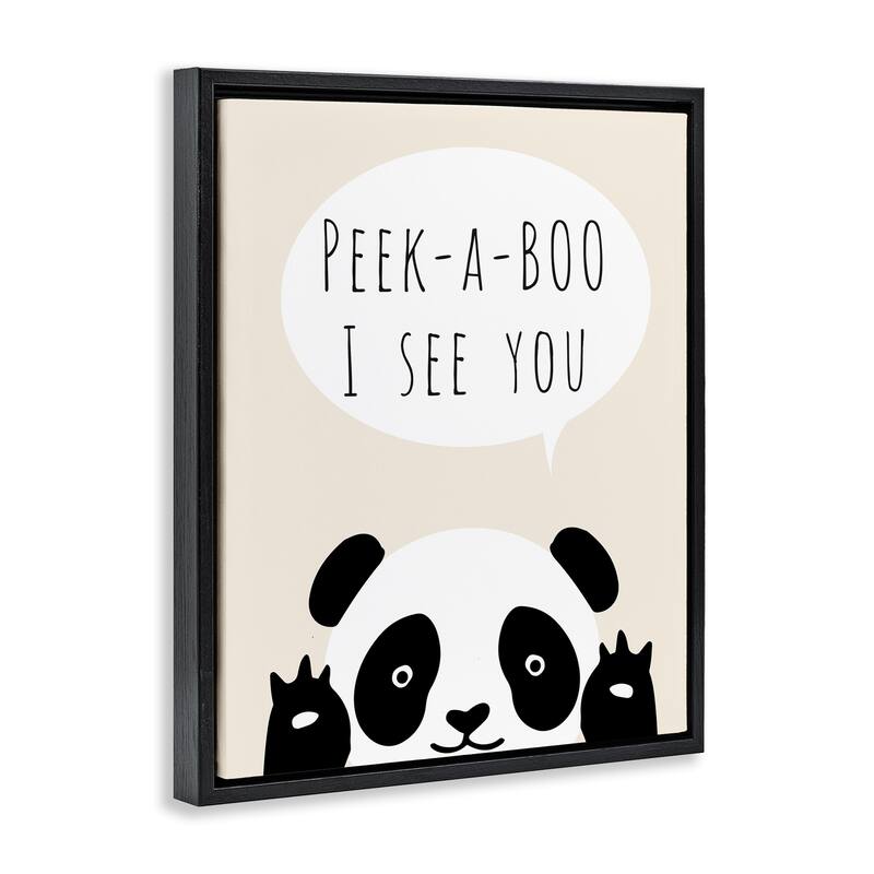Stupell Peek-a-Boo Panda Bear Framed Floater Canvas Wall Art Design By Chen Alyesh