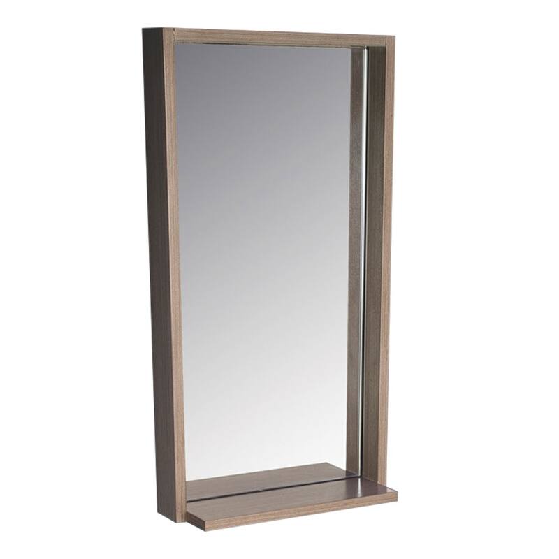 Fresca Allier 31-1/2" x 16" Plywood Framed Mirror with Shelf - Gray Oak