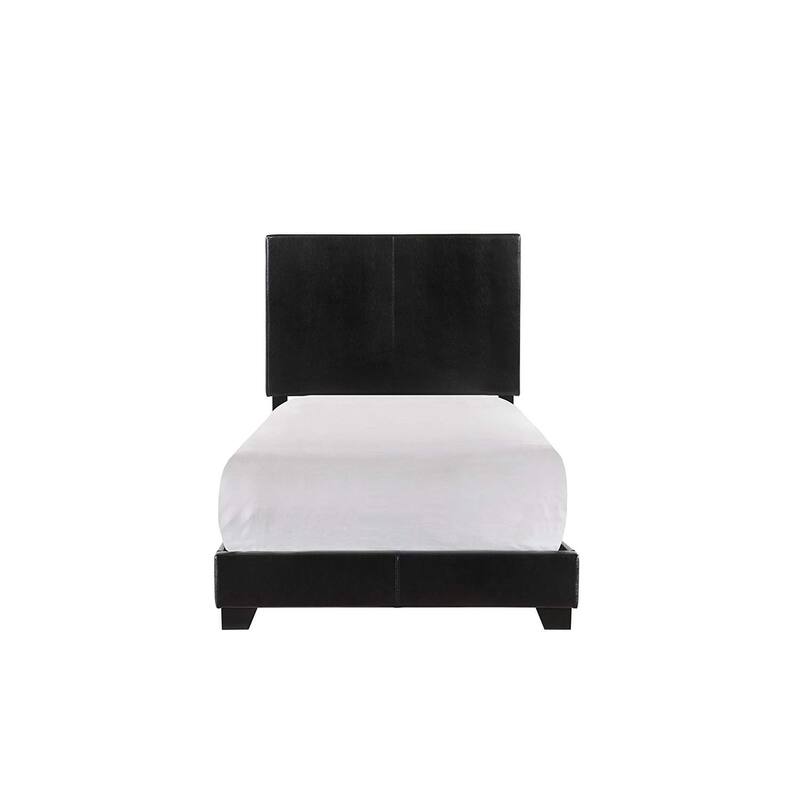 Erin Upholstered Twin Bed - Modern Black Faux Leather Platform Bed Frame