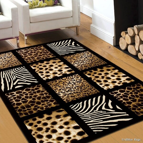 Shop Allstar Rugs Black Dots Square Animal Prints Design Modern Geometric Area Rug 7 9 X 10 5 Overstock 11454808