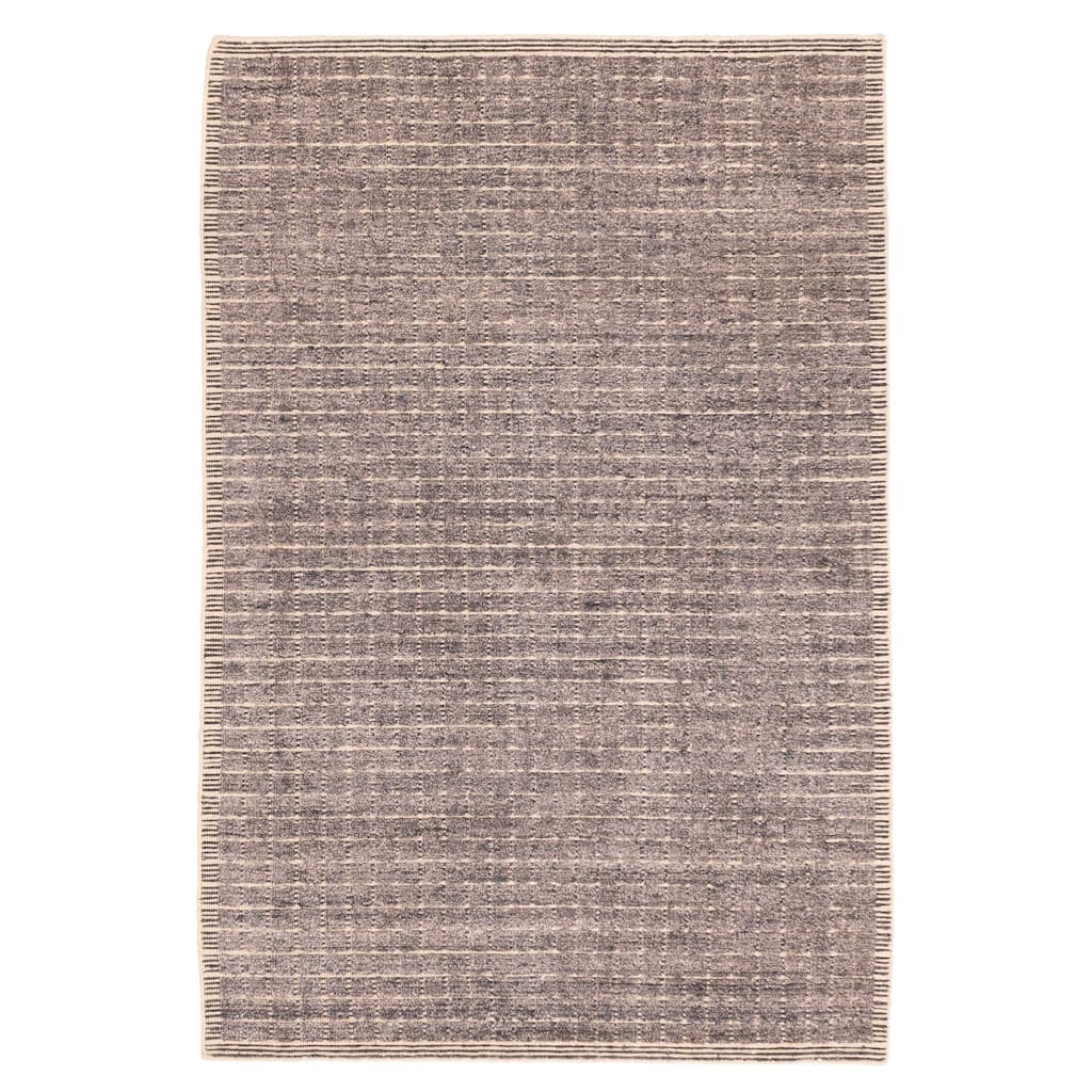ECARPETGALLERY Hand Loomed Ananda Dark Grey Silk Rug - 4'1 x 6'1