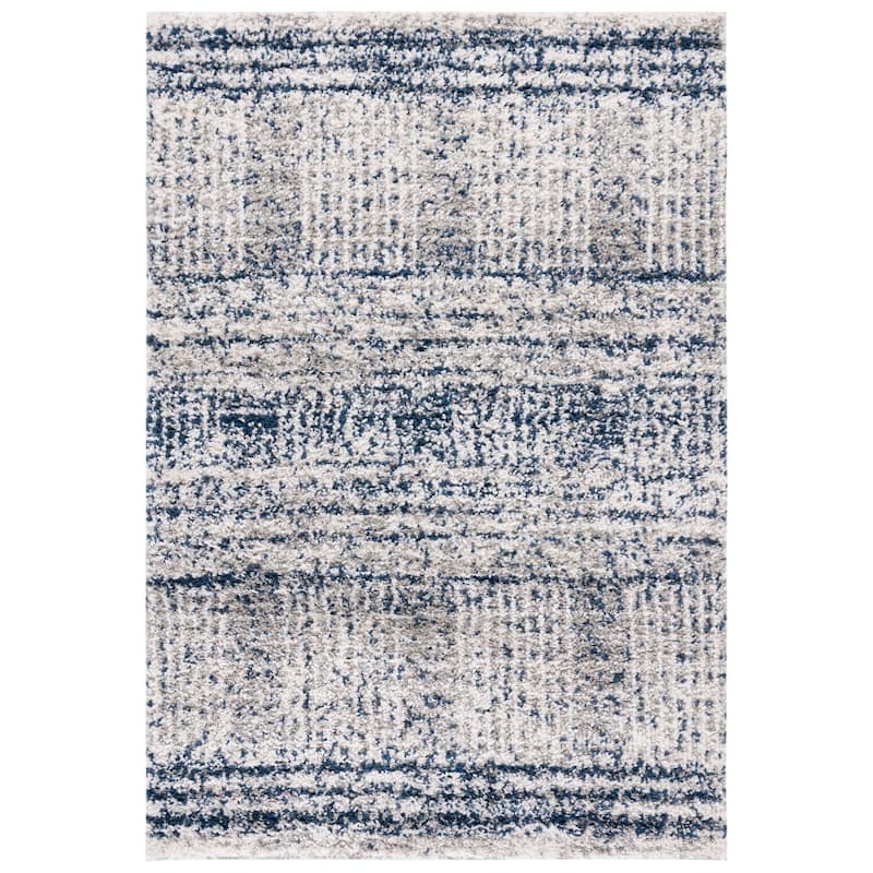 SAFAVIEH Jericho Shag Vesselka 1.2-inch Thick Rug - 4' x 6' - Navy/Ivory - Rectangle