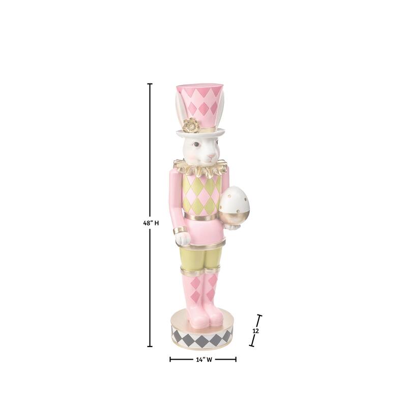 48"Resin Garden Bunny With Egg