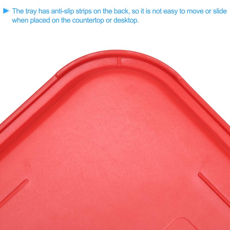 12" x 16" Plastic Fast Food Trays Bulk Rectangular Serving Trays, Red