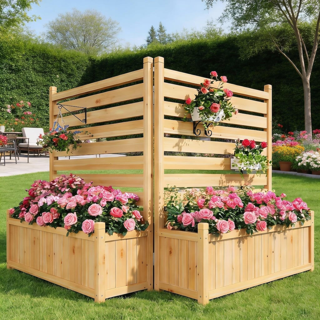 Outdoor Privacy Fence Panels, with Planter Box