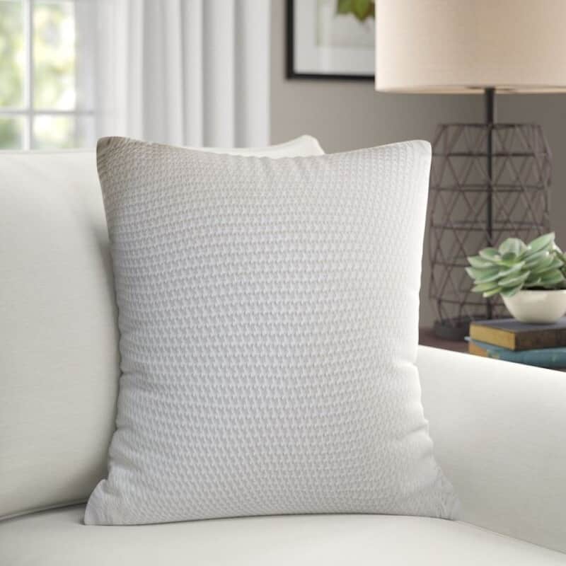Eddy White Cotton Throw Pillow