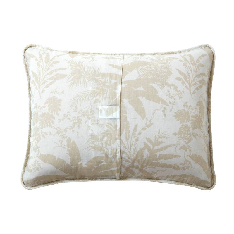 Tommy Bahama Bonny Cove Floral Pattern With Palm Reverse Quilt (Beige, 3 Piece Set)