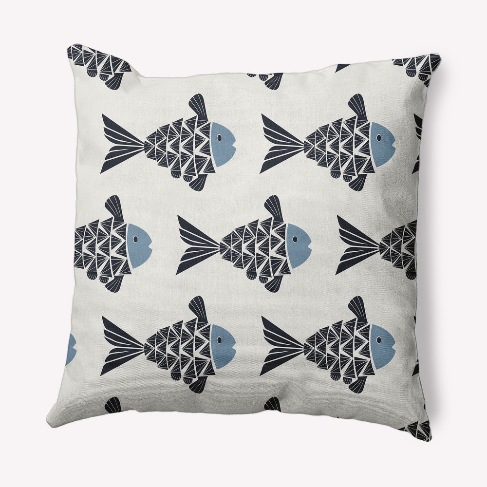 Fish Tales Nautical Indoor/Outdoor Throw Pillow