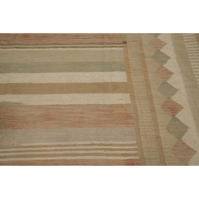 Hand Woven Oriental 100% Wool Carpet Southwestern Tribal Multi-Colored Kilim Area Rug - 10' 2'' X 8' 6''