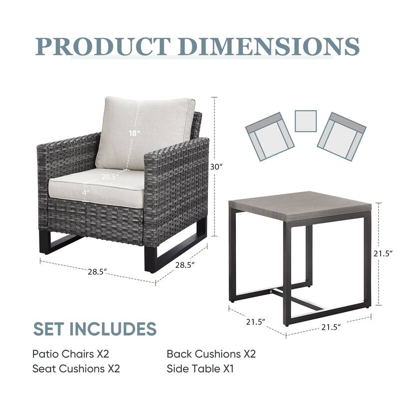 Outdoor Chairs Coffee Table Patio Chairs with Deep Seating