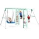 preview thumbnail 1 of 7, Hapfan Swing Sets for Backyard with Belt Swing, Platform Swing,Trapeze Bar,Monkey Bar,Climbing Net