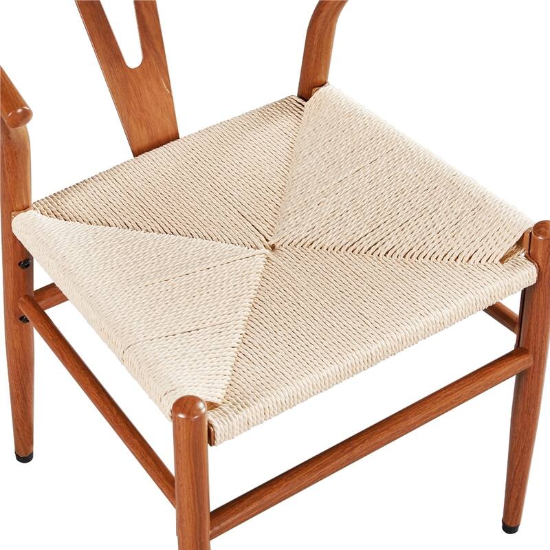 Yaheetech Modern Weave Y-Shaped Dining Chair with Solid Metal Frame