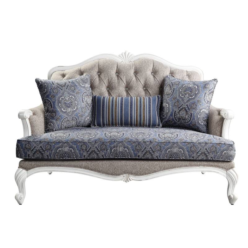 Loveseat with Arch Top and Resin Queen Anne Legs, Gray