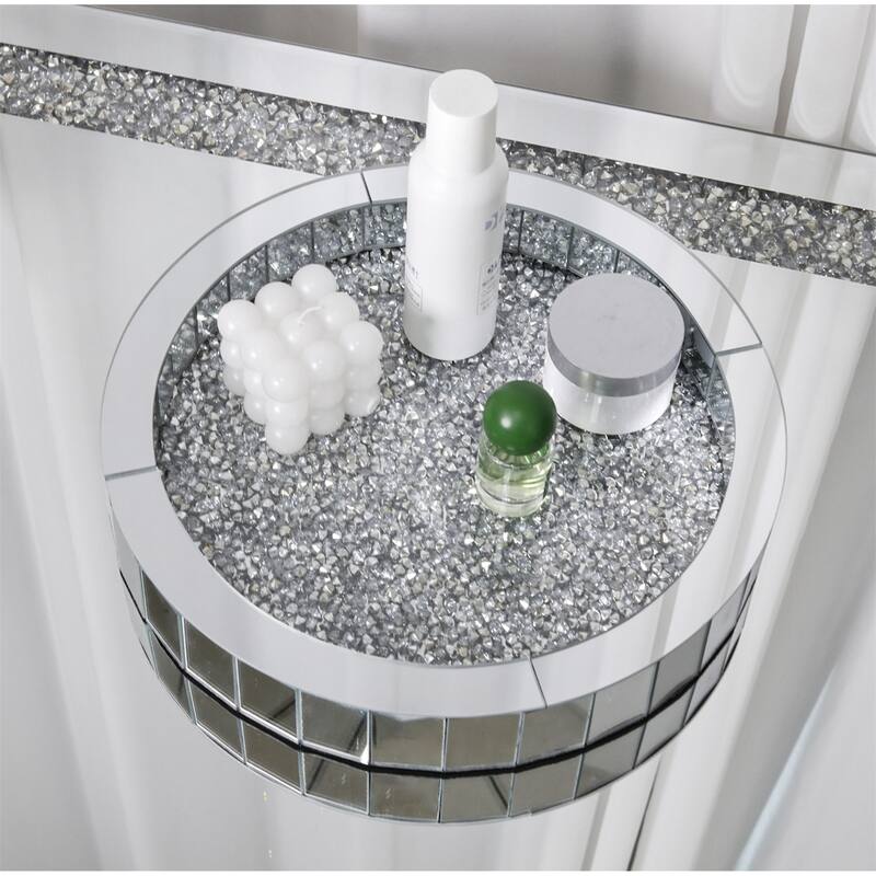 Crush Diamond Mirrored Tray Jewelry Perfume Organizer Bathroom Vanity Tray
