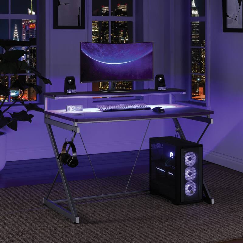 Emulator Battlestation Gaming Desk with RGB LED Lights