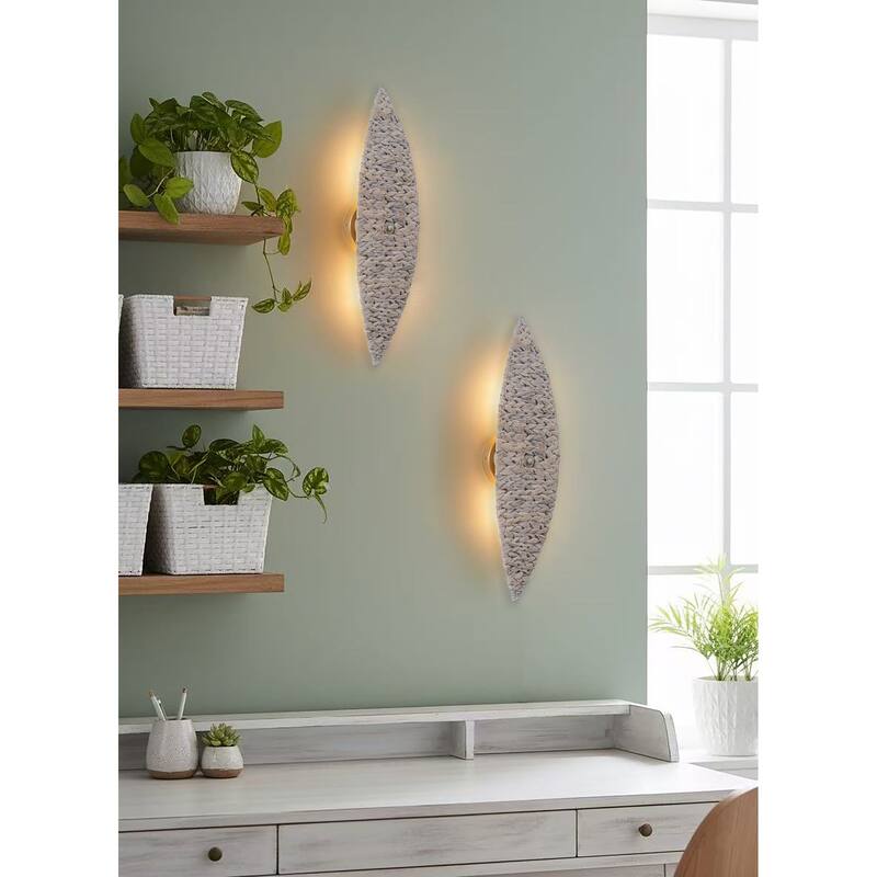 Ele 2-Light Modern Coastal Natural Rattan Sconce (2 Pack)