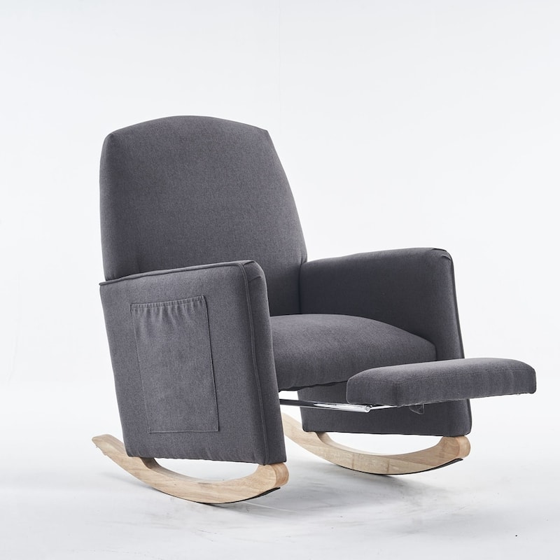 Fabric Nursery Rocking Chair With Adjustable Footrest