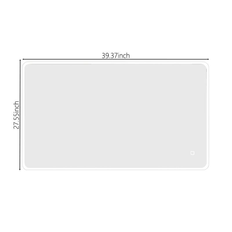 27.55 in. W x 39.37 in. H Rectangular Frameless Wall-Mounted Bathroom Vanity Mirror with Lights Anti Fog Touch Control - Silver