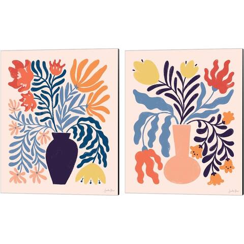 Janelle Penner 'Mid Mod Floral' Canvas Art (Set of 2)