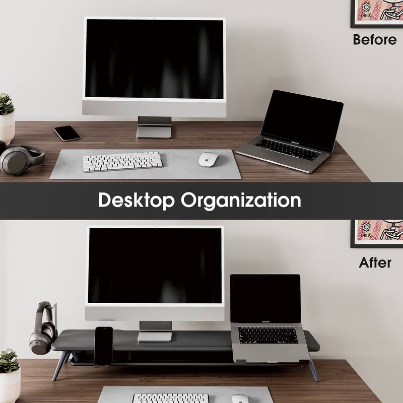 Fenge Monitor Stand, Dual Monitor Riser with Adjustable Laptop Riser - 42.5 x 9.3 x 5.7 inches