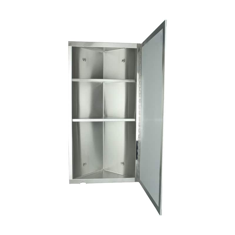 Corner Medicine Cabinet 23.62" x 11.87" Stainless Steel with Mirror Hardware Opens Left to Right (Set of 2) Renovators Supply