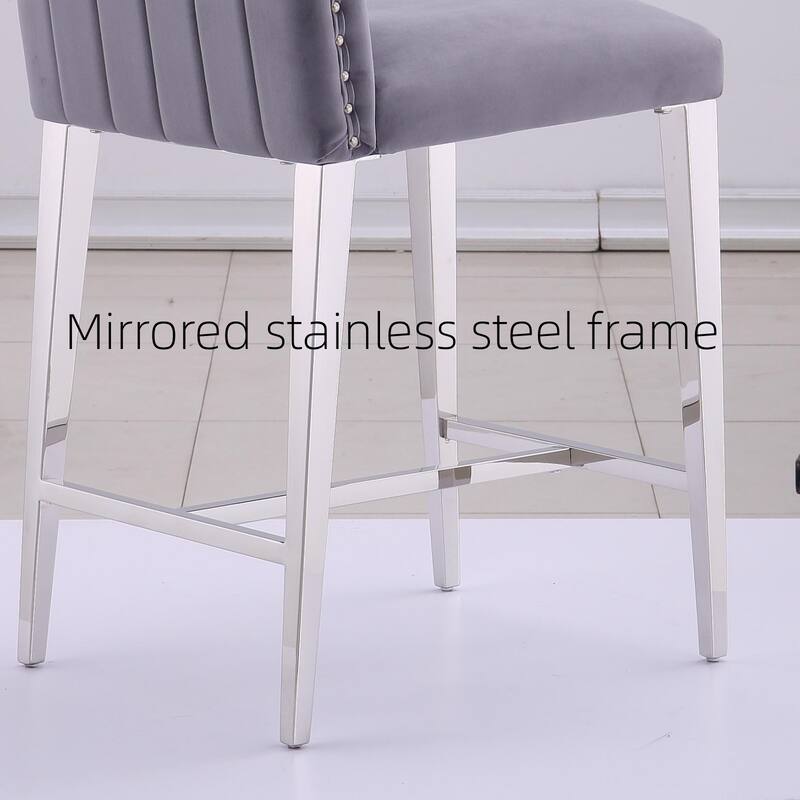 Counter Height Bar Stools Luxury Island Counter Bar Stool Chairs Kitchen Counter-Height Stool with Gold Stainless Steel Legs