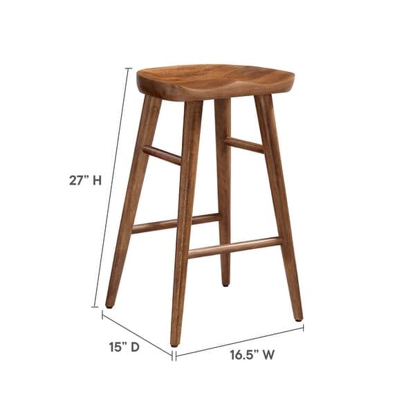 dimension image slide 1 of 3, Saville Backless Wood Counter Stools - Set of 2