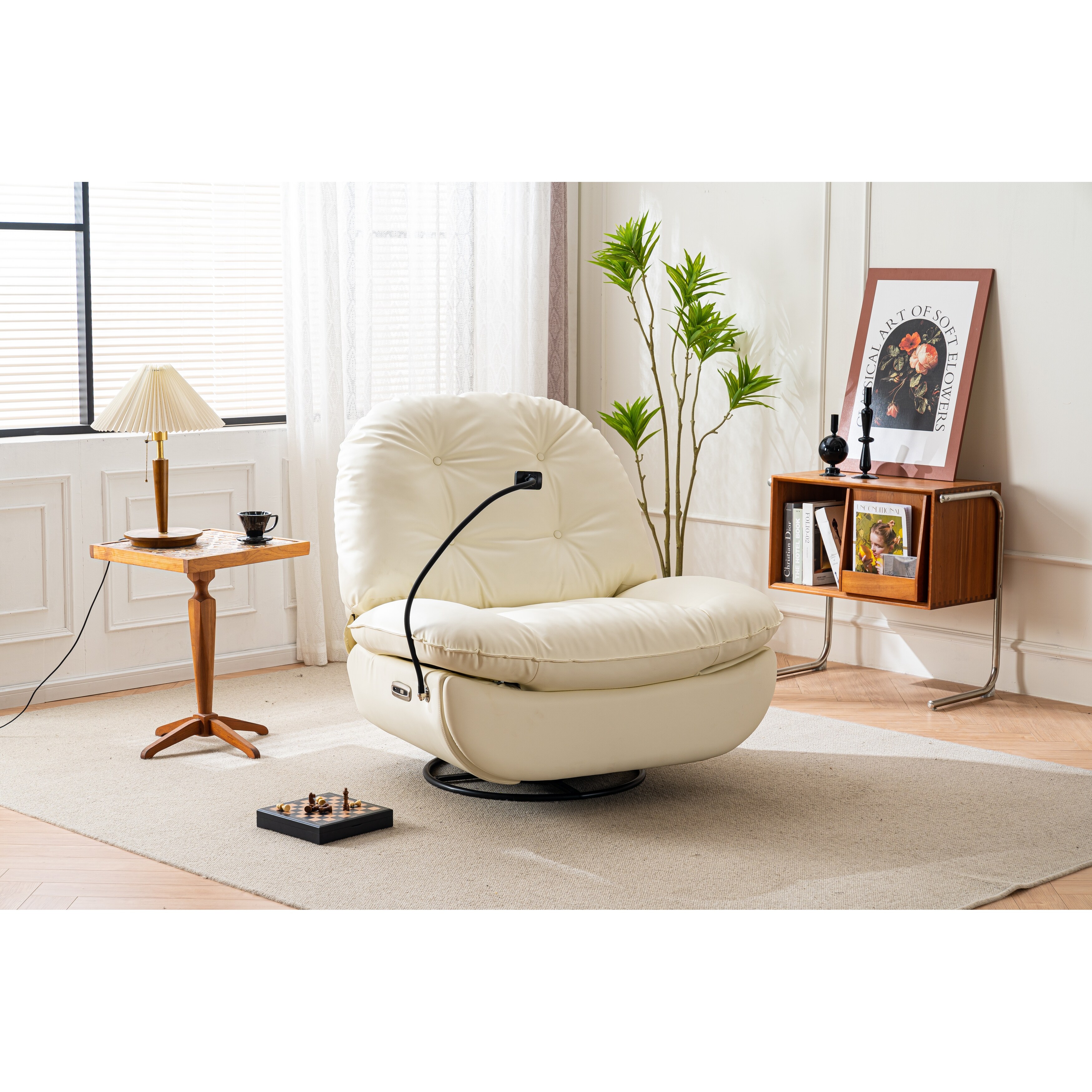 White leather outlet glider