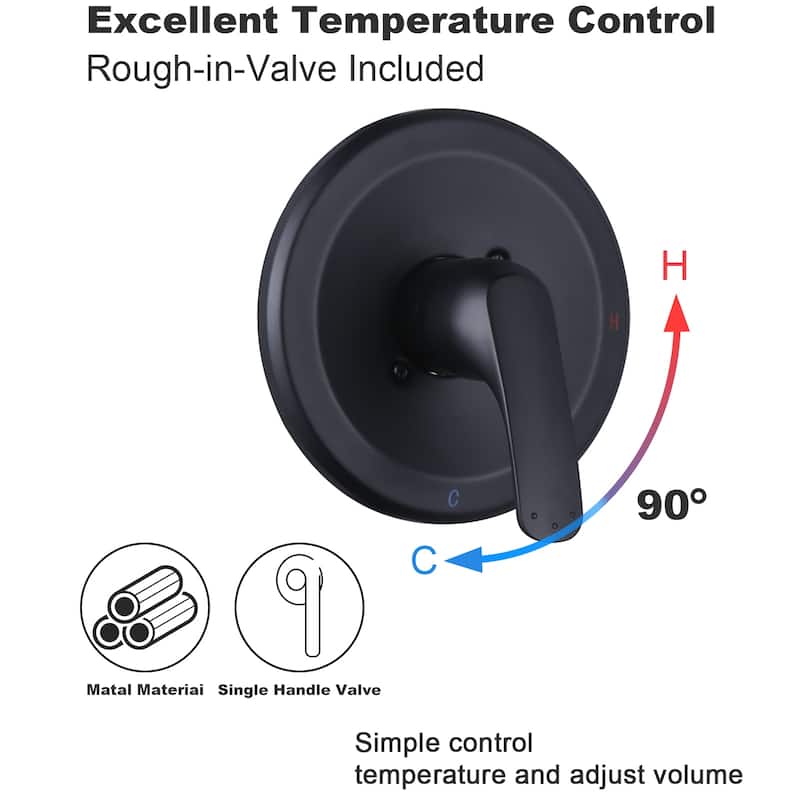 WOWOW Minimalist Shower Faucet Set with 7-Function Handheld Showerhead