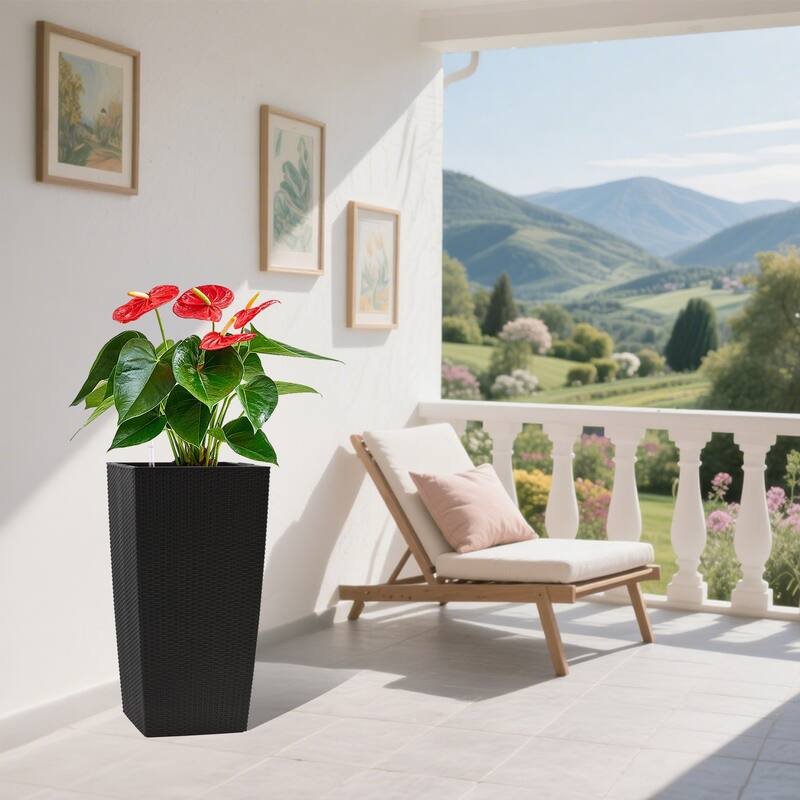30" Large Flower Pots Planter with Self-Watering Drainage Holes&Inner Trays Plant Pot with Drain Holes, Water Level Monitor
